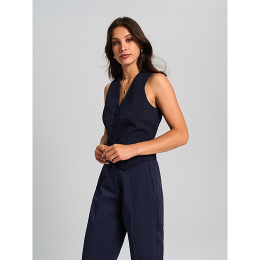 Sinsay - Spodnie cygaretki - granatowy Sinsay L Sinsay