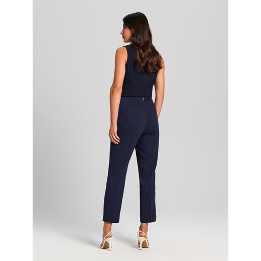 Sinsay - Spodnie cygaretki - granatowy Sinsay XL Sinsay