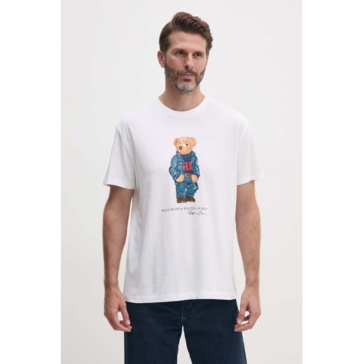 Polo Ralph Lauren t-shirt bawełniany męski kolor beżowy z nadrukiem ze sklepu ANSWEAR.com w kategorii T-shirty męskie - zdjęcie 174165998
