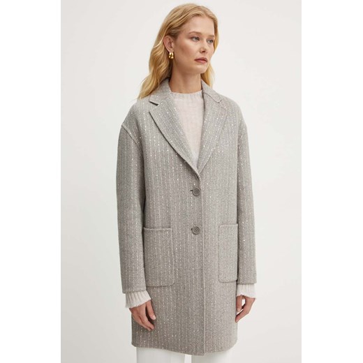 Twinset płaszcz wełniany kolor szary przejściowy oversize 242TP2050 ze sklepu ANSWEAR.com w kategorii Płaszcze damskie - zdjęcie 174166056