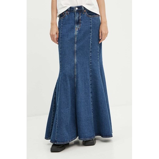Levi&apos;s spódnica jeansowa kolor granatowy maxi rozkloszowana A8726 ze sklepu ANSWEAR.com w kategorii Spódnice - zdjęcie 174166198