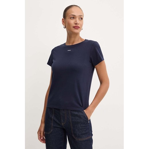 Pinko t-shirt bawełniany damski kolor granatowy 100373 A228 ze sklepu ANSWEAR.com w kategorii Bluzki damskie - zdjęcie 174166319