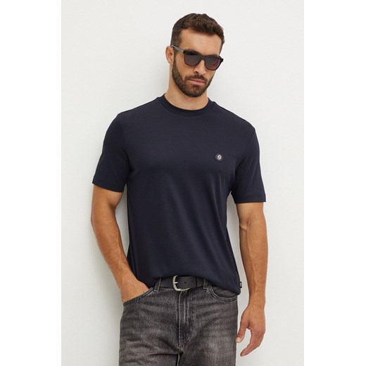 BOSS t-shirt bawełniany męski kolor granatowy gładki 50520298 ze sklepu ANSWEAR.com w kategorii T-shirty męskie - zdjęcie 174166427