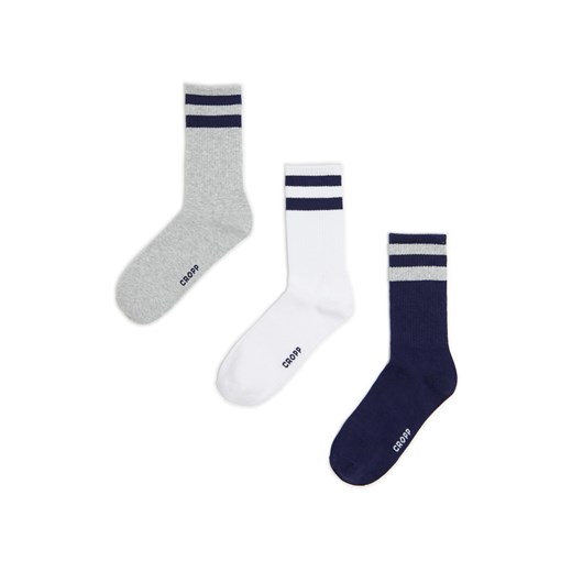 Cropp - 3 pack skarpet w paski - granatowy Cropp 39-42 Cropp