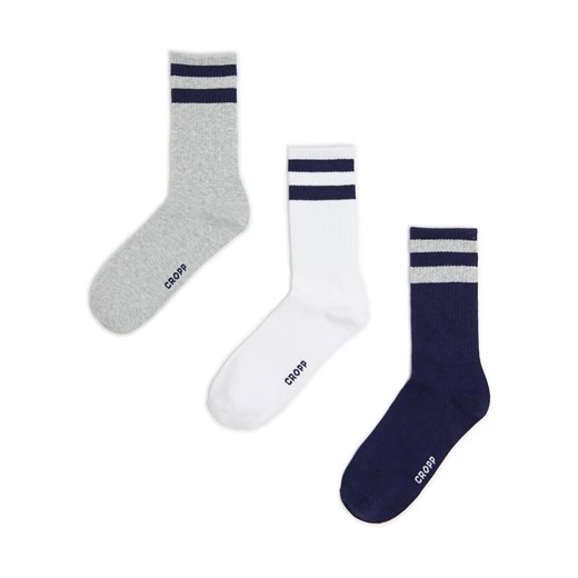 Cropp - 3 pack skarpet w paski - granatowy Cropp 39-42 Cropp