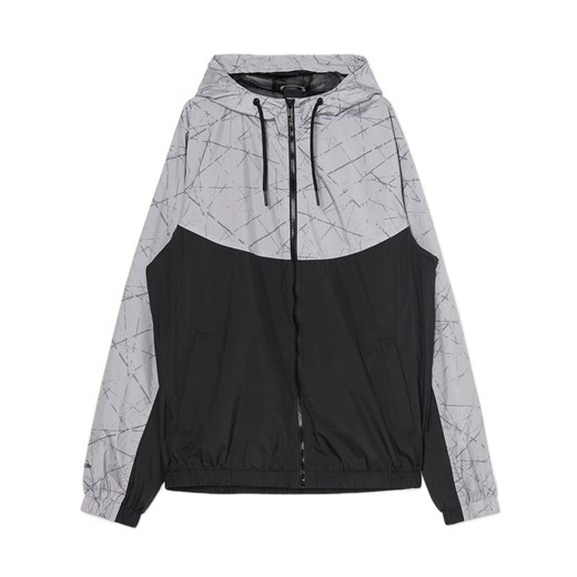 Cropp - Dwukolorowa kurtka z nadrukiem - szary Cropp L Cropp