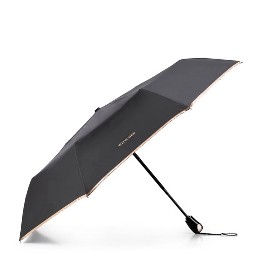 Parasol automatyczny z ozdobną lamówką czarno - złoty ze sklepu WITTCHEN w kategorii Parasole - zdjęcie 174167376