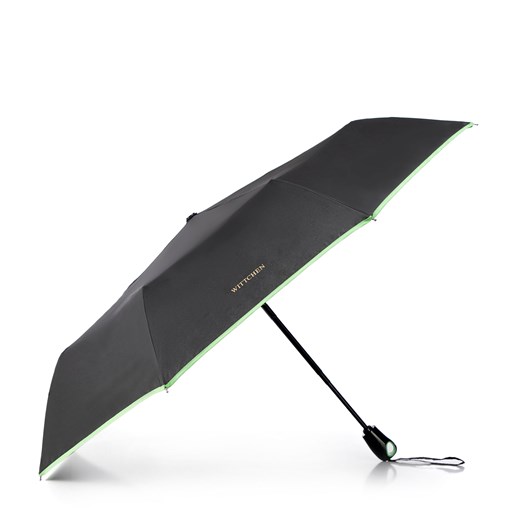 Parasol automatyczny z ozdobną lamówką czarno - zielony ze sklepu WITTCHEN w kategorii Parasole - zdjęcie 174167377