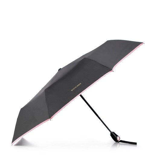 Parasol automatyczny z ozdobną lamówką czarno - różowy ze sklepu WITTCHEN w kategorii Parasole - zdjęcie 174167378
