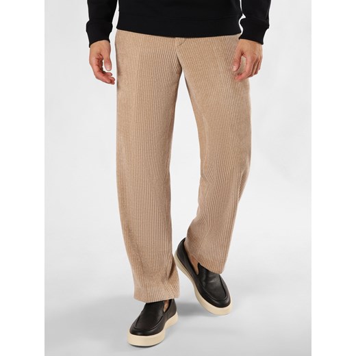 Finshley & Harding London Spodnie - Ben Mężczyźni Comfort Fit Sztuczne włókno beżowy jednolity ze sklepu vangraaf w kategorii Spodnie męskie - zdjęcie 174168038