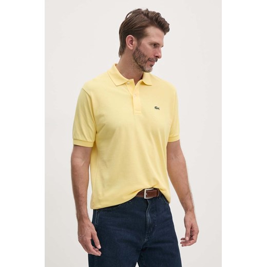 Lacoste polo bawełniane kolor żółty gładki ze sklepu ANSWEAR.com w kategorii T-shirty męskie - zdjęcie 174170066