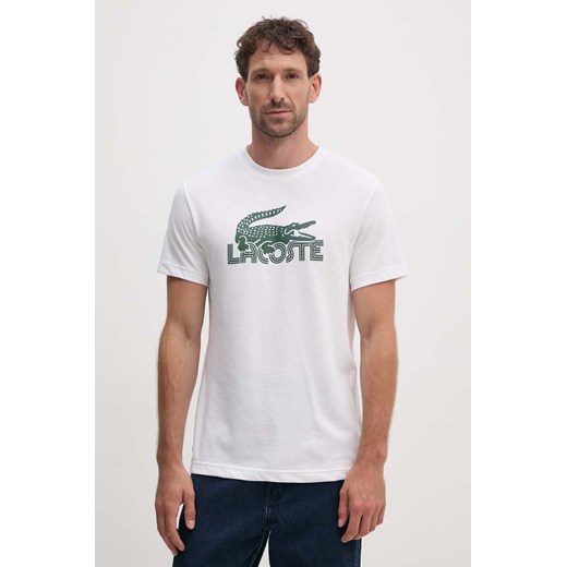 Lacoste t-shirt męski kolor beżowy z nadrukiem TH2508 ze sklepu ANSWEAR.com w kategorii T-shirty męskie - zdjęcie 174170486