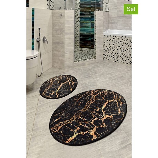 Colourful Cotton Dywaniki łazienkowe (2 szt.) &quot;Goldes&quot; w kolorze złoto-czarnym ze sklepu Limango Polska w kategorii Akcesoria łazienkowe - zdjęcie 174171367