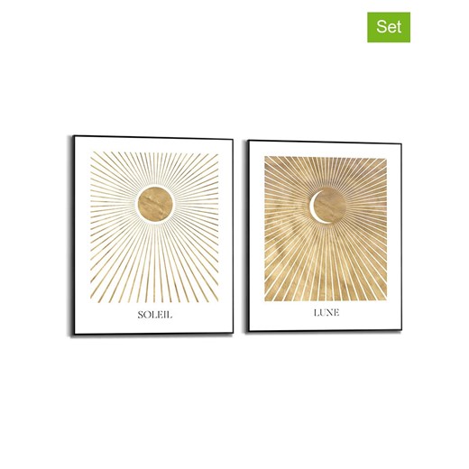 Orangewallz Druki artystyczne (2 szt.) &quot;Soleil Lune Black&quot; w ramce ze sklepu Limango Polska w kategorii Obrazy - zdjęcie 174172816