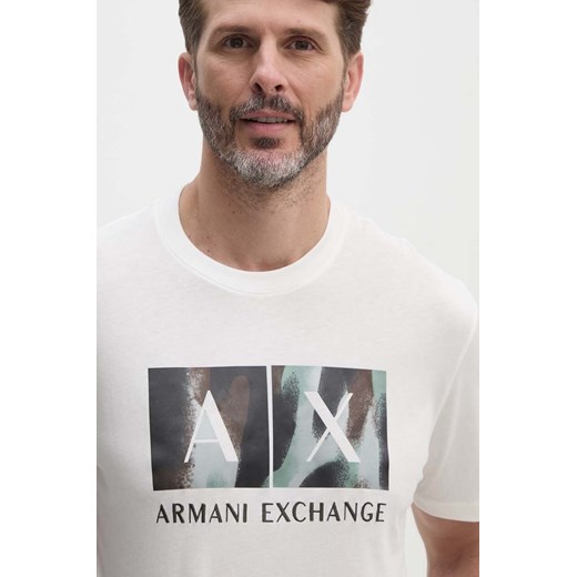 Armani Exchange t-shirt bawełniany męski kolor biały z nadrukiem 6DZTHF ZJH4Z ze sklepu ANSWEAR.com w kategorii T-shirty męskie - zdjęcie 174174026