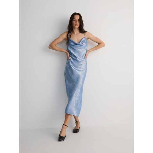 Reserved - Sukienka maxi z połyskiem - jasnoniebieski Reserved XL Reserved