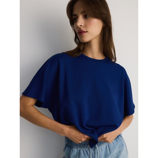 Reserved - T-shirt kimono z modalem - granatowy Reserved S Reserved