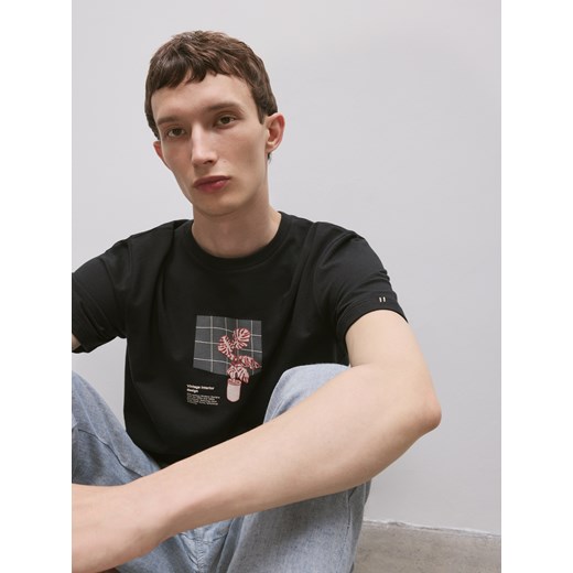 Reserved - T-shirt regular z nadrukiem - ciemnoszary Reserved XL Reserved