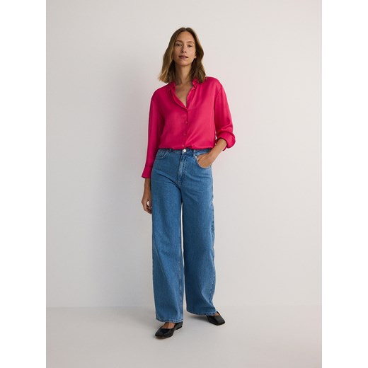 Reserved - Satynowa koszula z wiskozy - fuksja Reserved XS Reserved