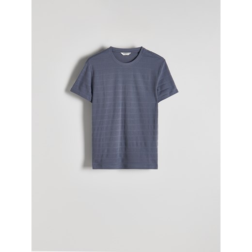 T-shirt męski Reserved granatowy z bawełny z krótkim rękawem