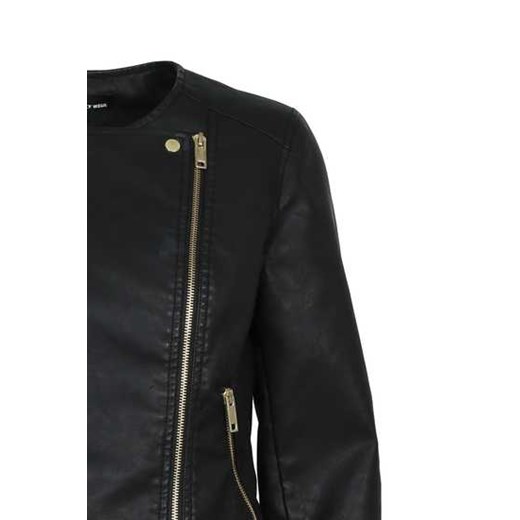 Black Leather Biker Jacket with Diagonal Zip tally-weijl  kurtki