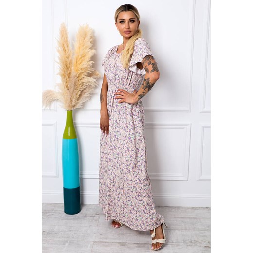 SUKIENKA MAXI HISZPANKA W KWIECISTY WZÓR- RÓŻOWA Olika XL/XXL olika.com.pl