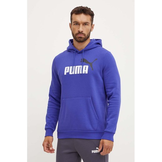 Puma bluza męska kolor niebieski z kapturem z nadrukiem ze sklepu ANSWEAR.com w kategorii Bluzy męskie - zdjęcie 174281739