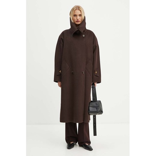 AERON płaszcz wełniany kolor brązowy przejściowy oversize PFCO115453 Aeron 38 ANSWEAR.com