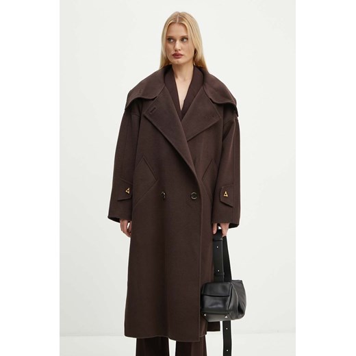 AERON płaszcz wełniany kolor brązowy przejściowy oversize PFCO115453 Aeron 38 ANSWEAR.com