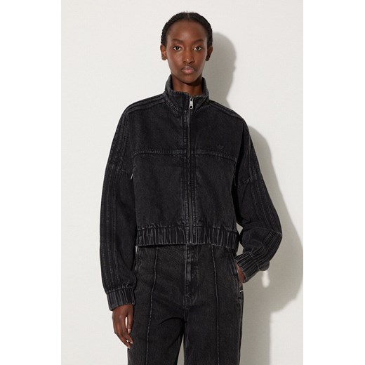 adidas Originals kurtka jeansowa damska kolor czarny przejściowa oversize IW5759 ze sklepu ANSWEAR.com w kategorii Kurtki damskie - zdjęcie 174282646