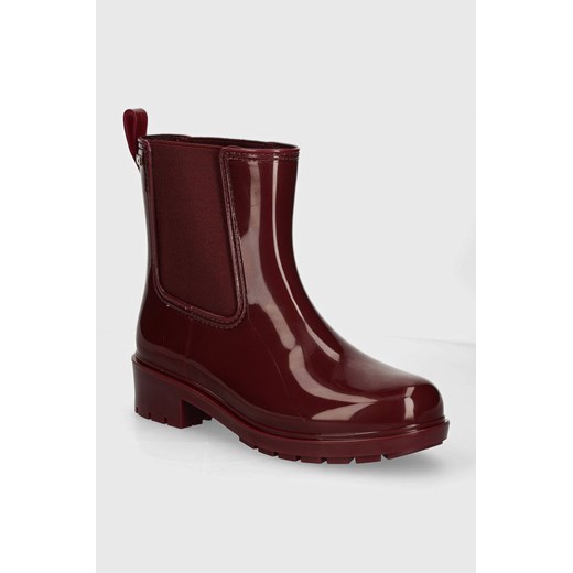 Tommy Hilfiger kalosze FLAG RAINBOOT damskie kolor bordowy FW0FW08213 ze sklepu ANSWEAR.com w kategorii Kalosze damskie - zdjęcie 174282949