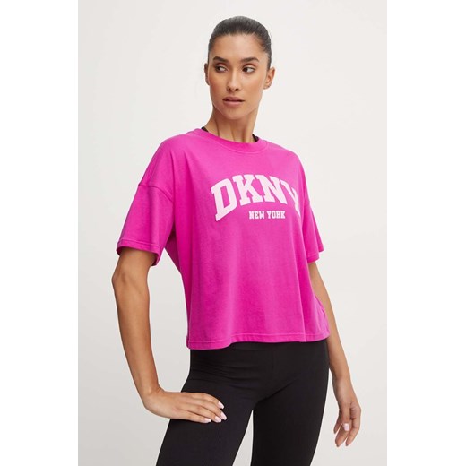 Dkny t-shirt bawełniany damski kolor różowy DP4T9945 ze sklepu ANSWEAR.com w kategorii Bluzki damskie - zdjęcie 174284469