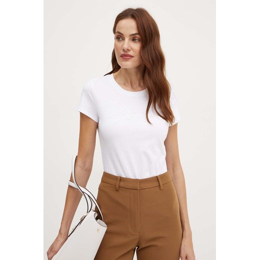 Armani Exchange t-shirt bawełniany damski kolor biały 6DYT51 YJG3Z ze sklepu ANSWEAR.com w kategorii Bluzki damskie - zdjęcie 174284497