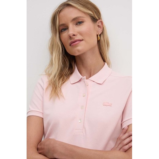 Lacoste T-shirt PF5462 damski kolor różowy z kołnierzykiem PF5462-001 ze sklepu ANSWEAR.com w kategorii Bluzki damskie - zdjęcie 174284935