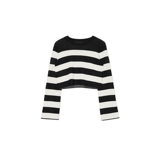 Cropp - Krótki sweter w paski - czarny ze sklepu Cropp w kategorii Swetry damskie - zdjęcie 174289447