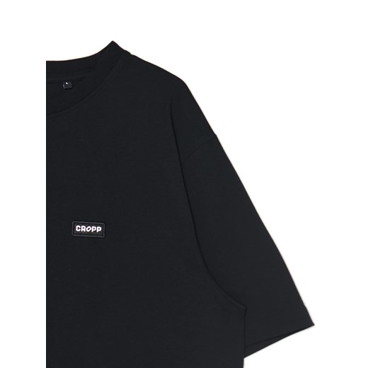 Cropp - Czarny T-shirt z haftem - czarny Cropp XS Cropp