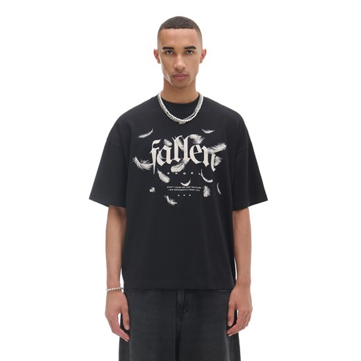 Cropp - Czarna koszulka ze sloganem - czarny Cropp M Cropp