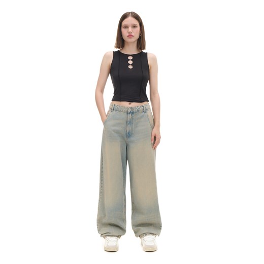 Cropp - Jeansy skater w stylu vintage - niebieski Cropp 44 Cropp