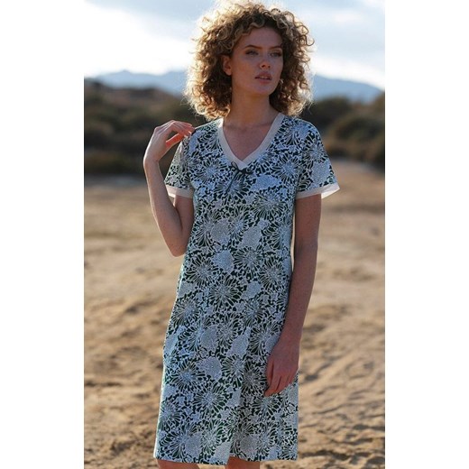 Damska koszula nocna w kwiaty 237, Kolor zielony-wzór, Rozmiar S, Cana ze sklepu Intymna w kategorii Koszule nocne - zdjęcie 174297938