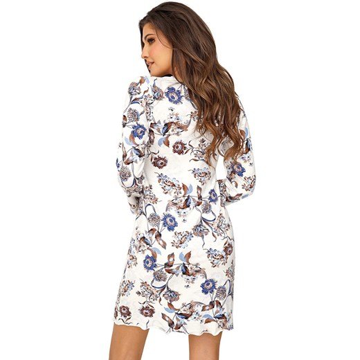 Koszula nocna damska z długim rękawem Naomi, Kolor ecru-wzór, Rozmiar M, Donna ze sklepu Intymna w kategorii Koszule nocne - zdjęcie 174301939