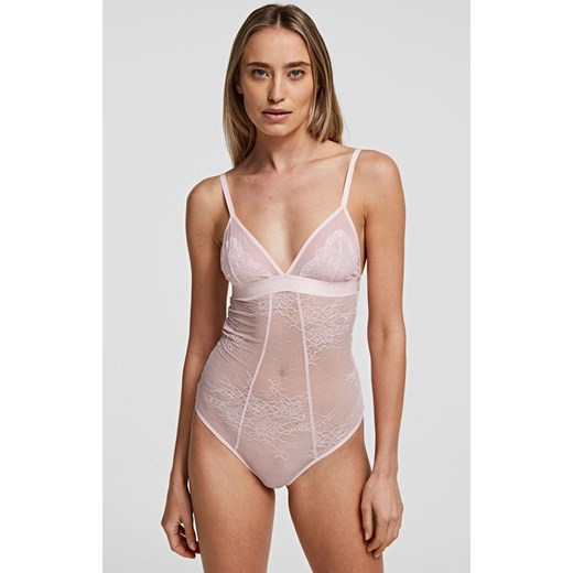 Karl Lagerfeld body koronkowe Lace 211W2103, Kolor różowy, Rozmiar S, Karl Lagerfeld ze sklepu Intymna w kategorii Body damskie - zdjęcie 174311445