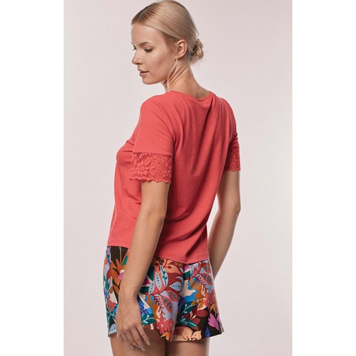 Piżama damska z krótkim rękawem i nogawką Karen, Kolor koralowy, Rozmiar S, Mefemi ze sklepu Intymna w kategorii Piżamy damskie - zdjęcie 174317385
