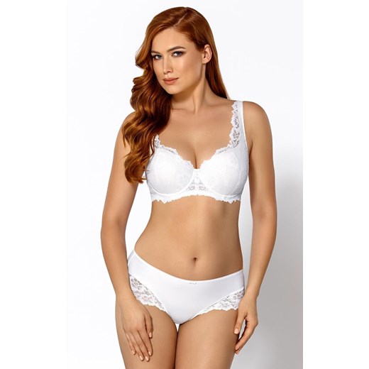 Biustonosz usztywniany koronkowy biały Telimena, Kolor biały, Rozmiar 65E, Mefemi ze sklepu Intymna w kategorii Biustonosze - zdjęcie 174317548