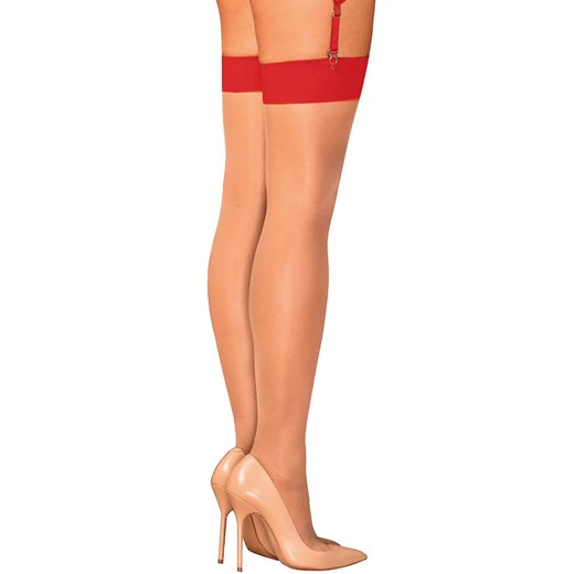 Obsessive czerwone pończochy do pasa S814, Kolor czerwony, Rozmiar L/XL, Obsessive ze sklepu Intymna w kategorii Pończochy - zdjęcie 174319428