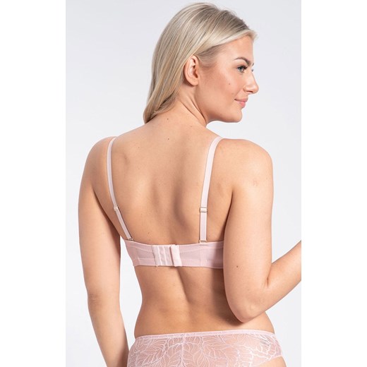 Samanta biustonosz usztywniany bardotka gładki odpinane ramiączka Amelia A450, Kolor róż pudrowy-wzór, Rozmiar 70F, Samanta ze sklepu Intymna w kategorii Biustonosze - zdjęcie 174320947