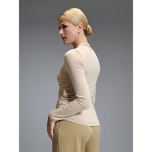 Bluzka damska Sinsay z wiskozy beżowa casualowa 