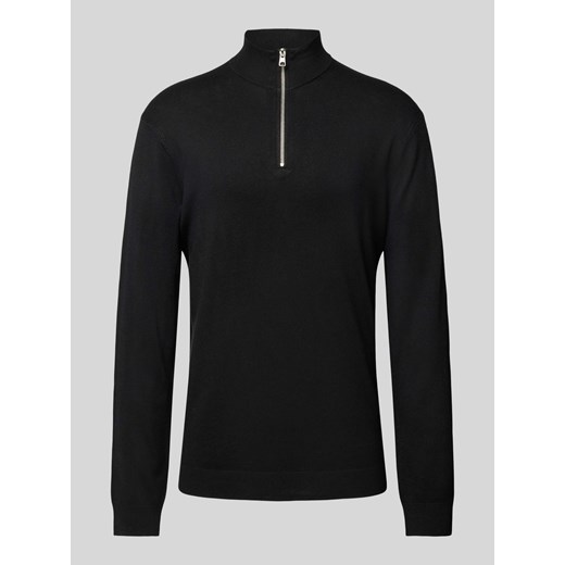 Sweter z dzianiny z mieszanki wiskozy ze wzorem ze stójką ze sklepu Peek&Cloppenburg  w kategorii Swetry męskie - zdjęcie 174371695