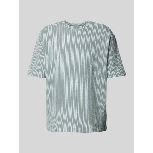 T-shirt z prążkowanym okrągłym dekoltem ze sklepu Peek&Cloppenburg  w kategorii T-shirty męskie - zdjęcie 174372225