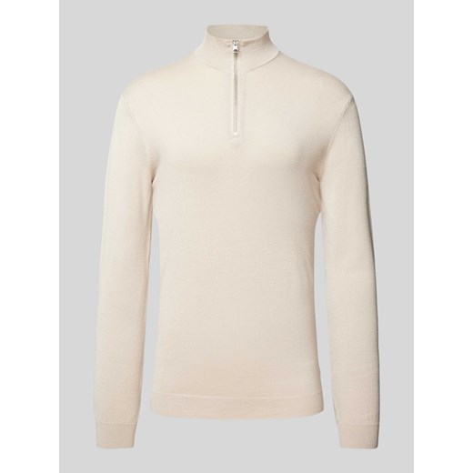 Sweter z dzianiny z mieszanki wiskozy ze wzorem ze stójką ze sklepu Peek&Cloppenburg  w kategorii Swetry męskie - zdjęcie 174372475