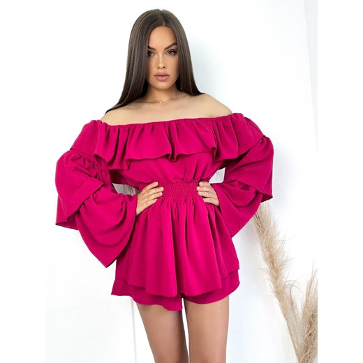 kombinezon sukienka julia by mielczarkowski polski produkt -  ciemna fuksja ze sklepu STYLOWO w kategorii Kombinezony damskie - zdjęcie 174374348